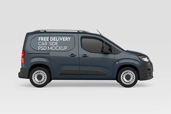 Free Delivery Car Side Mockup PSD Template