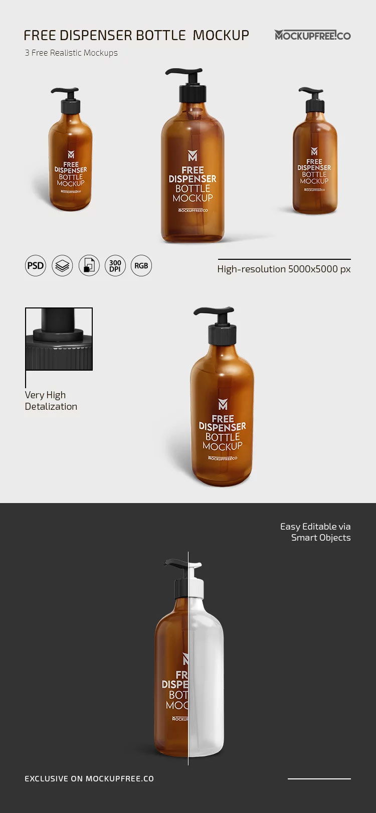Free Dispenser Bottle Mockup PSD Template