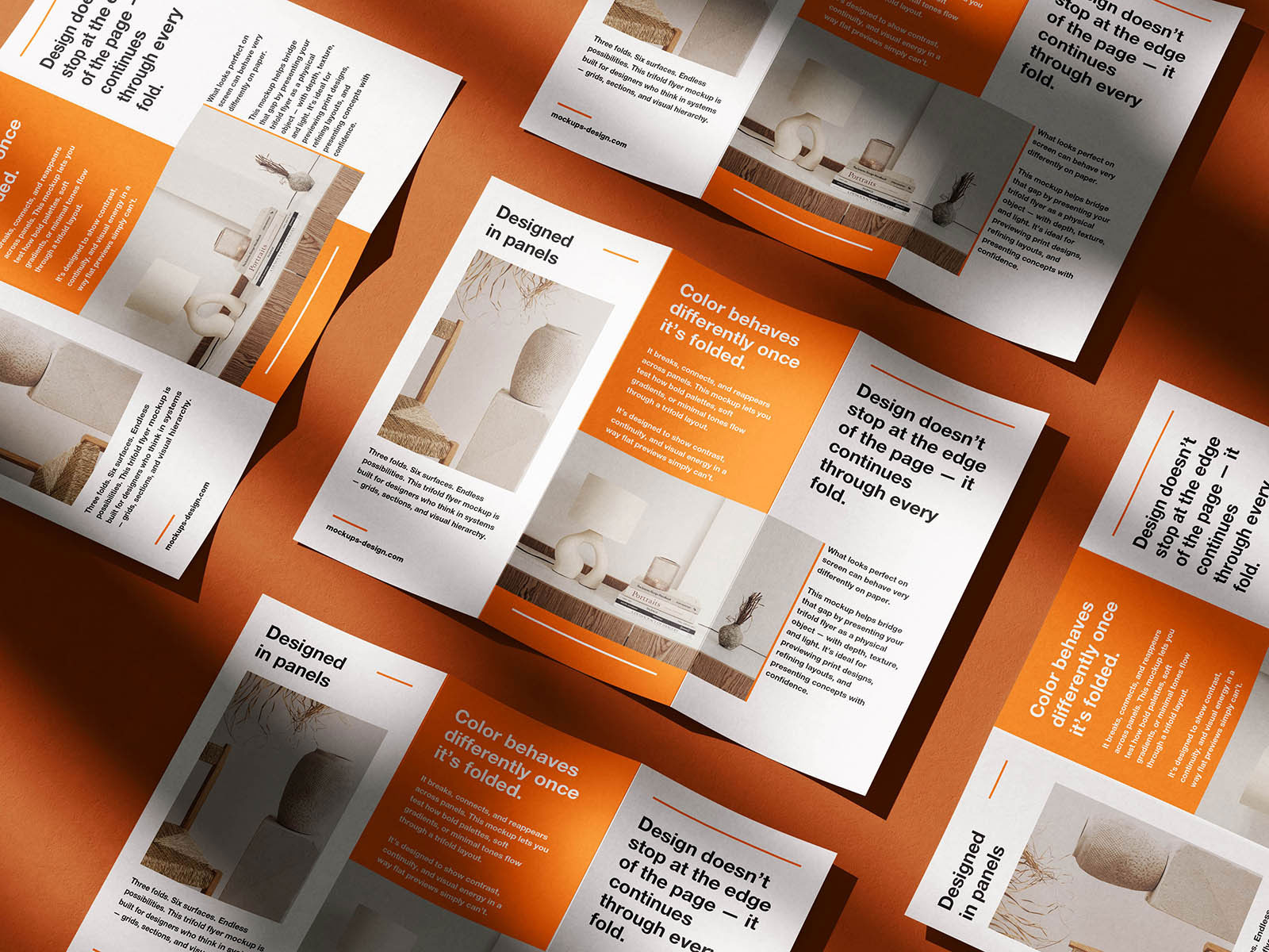 Free Dynamic Trifold Flyer Mockup PSD Template