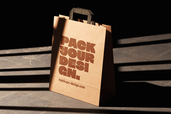 Free Shadow Eco Friendly Paper Bag Mockup PSD Template