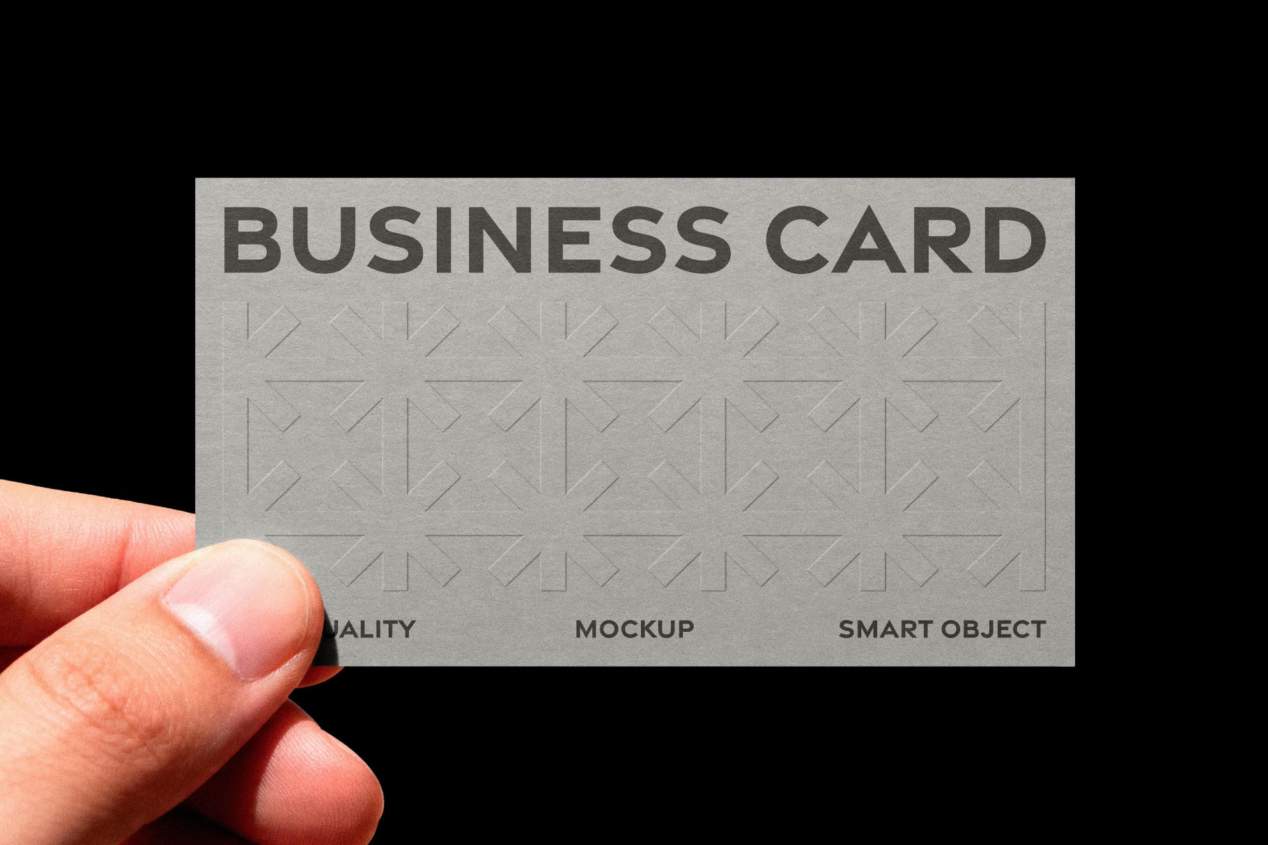 Free Embossed Business Card Mockup in Hand PSD Template