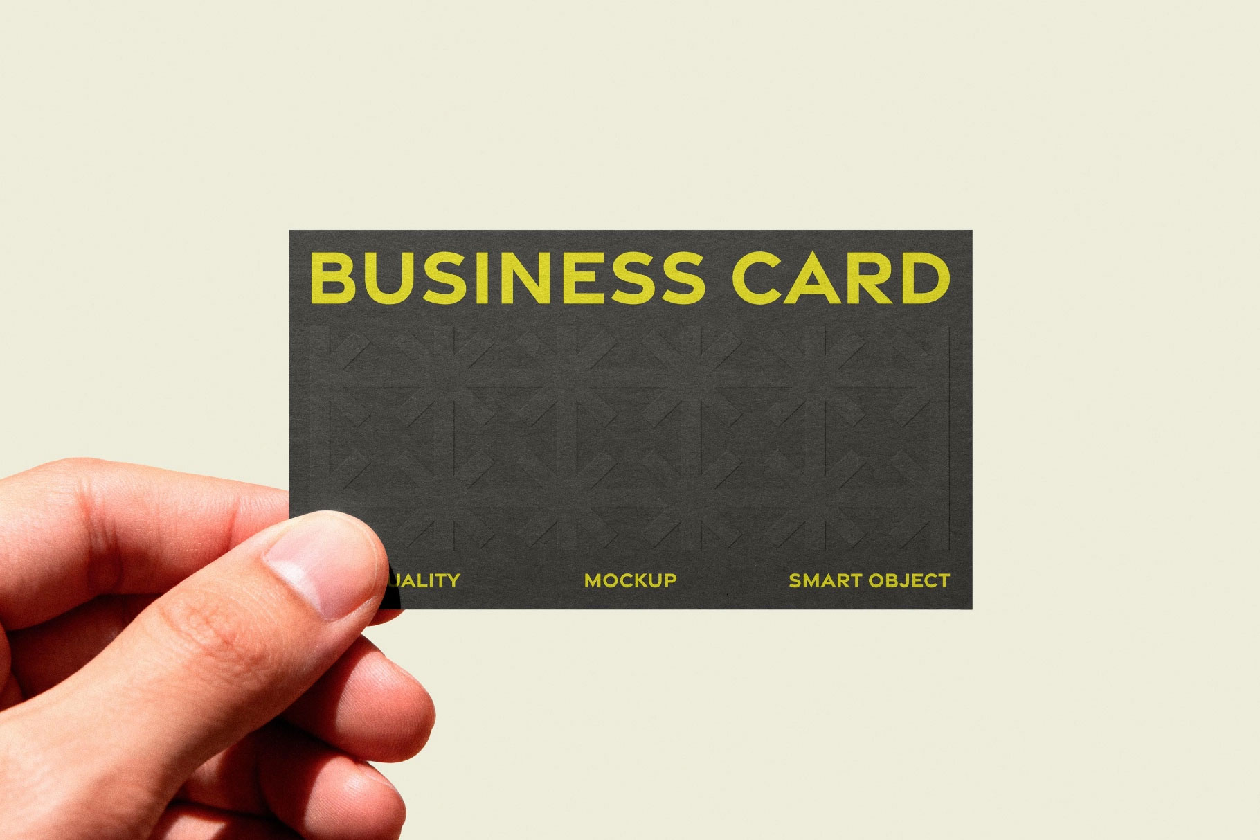 Free Embossed Business Card Mockup in Hand PSD Template