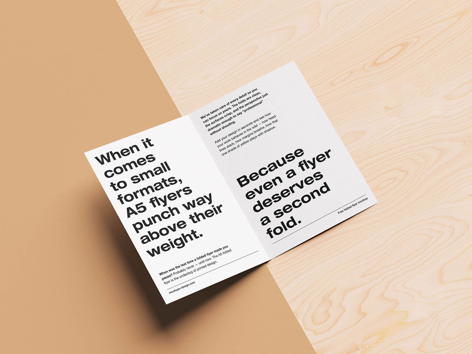 Free Folded A5 Flyer Mockup PSD Template