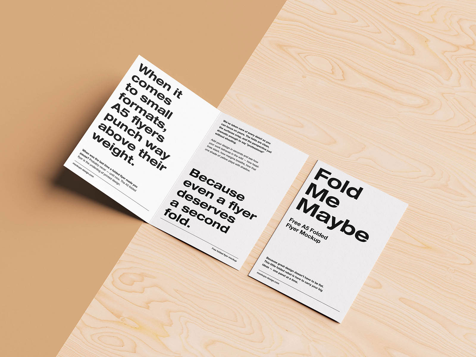 Free Folded A5 Flyer Mockup PSD Template