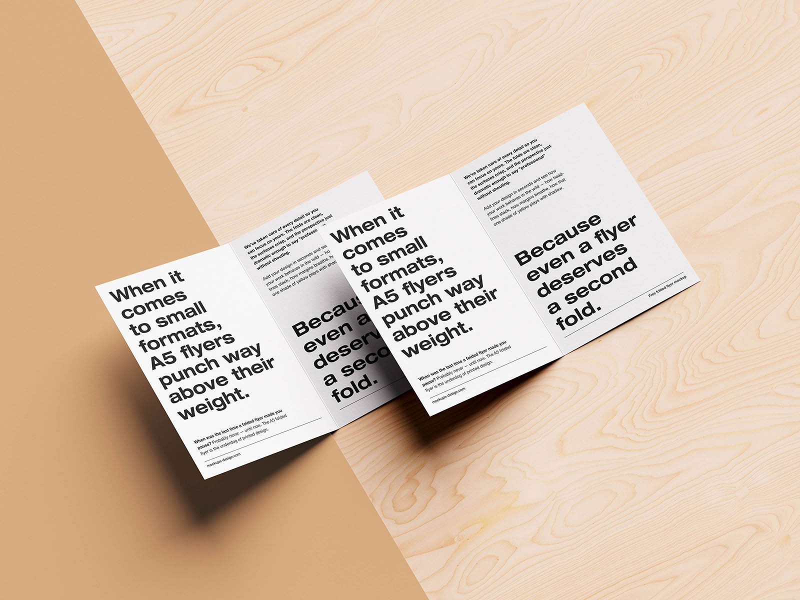 Free Folded A5 Flyer Mockup PSD Template