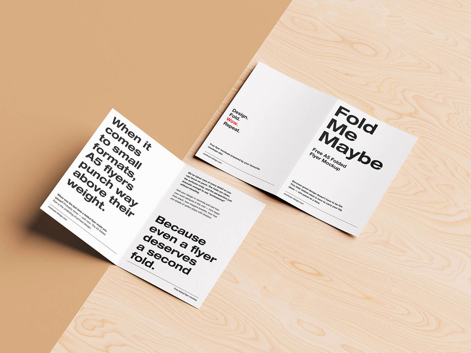 Free Folded A5 Flyer Mockup PSD Template