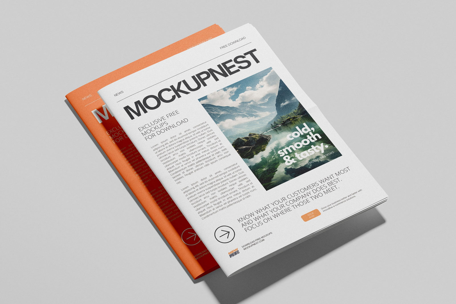 Free Folded Newspaper Mockup PSD Template