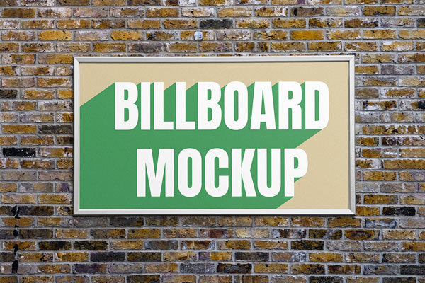 Free Frame Billboard on Brick Wall Mockup PSD Template