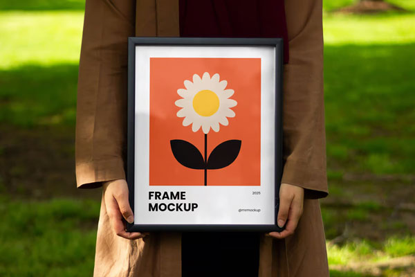 Free Frame in Women Hand Mockups PSD Template