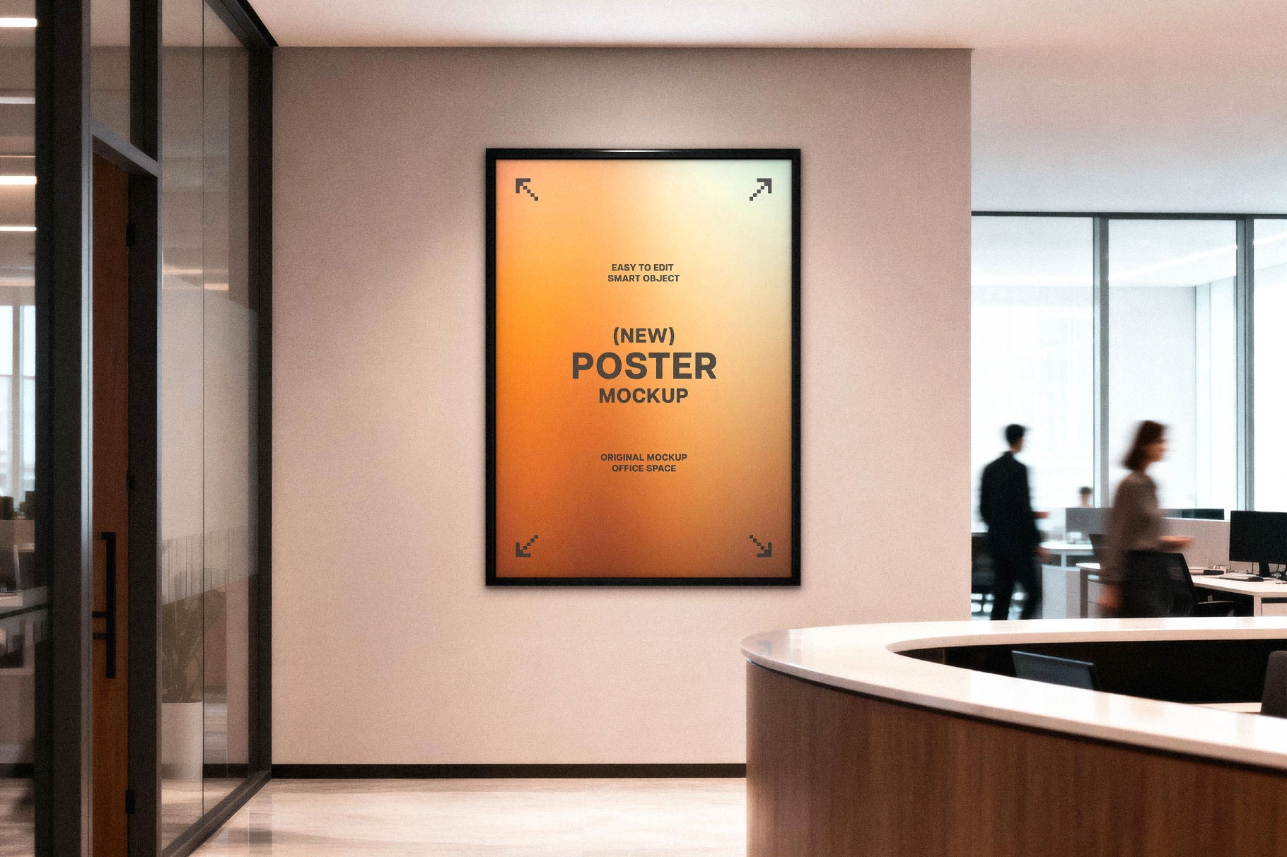 Free Framed Office Poster Mockup PSD Template