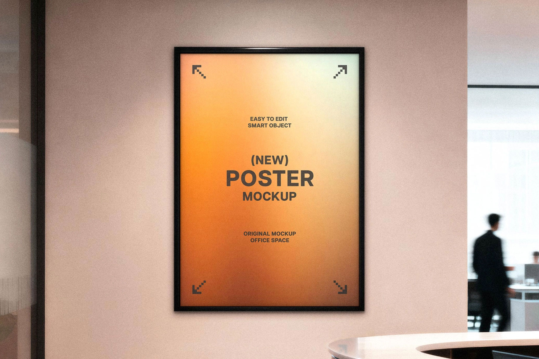 Free Framed Office Poster Mockup PSD Template