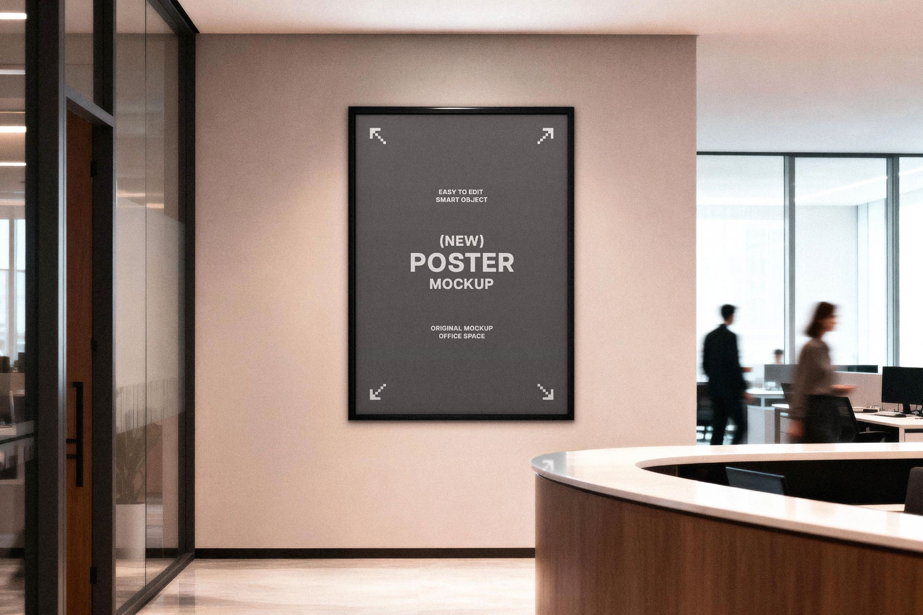 Free Framed Office Poster Mockup PSD Template