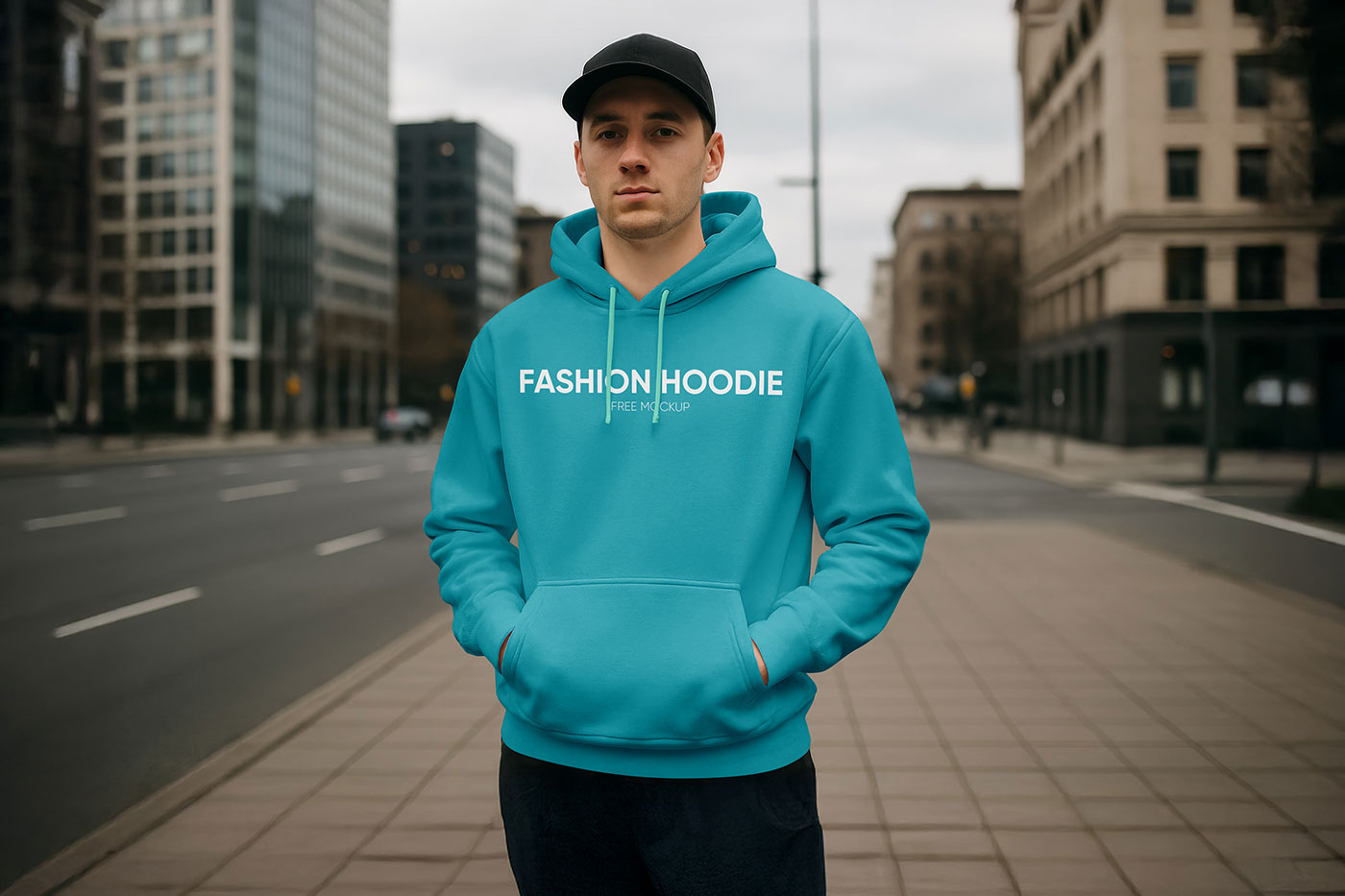 Free Front View Hoodie Mockup PSD Template