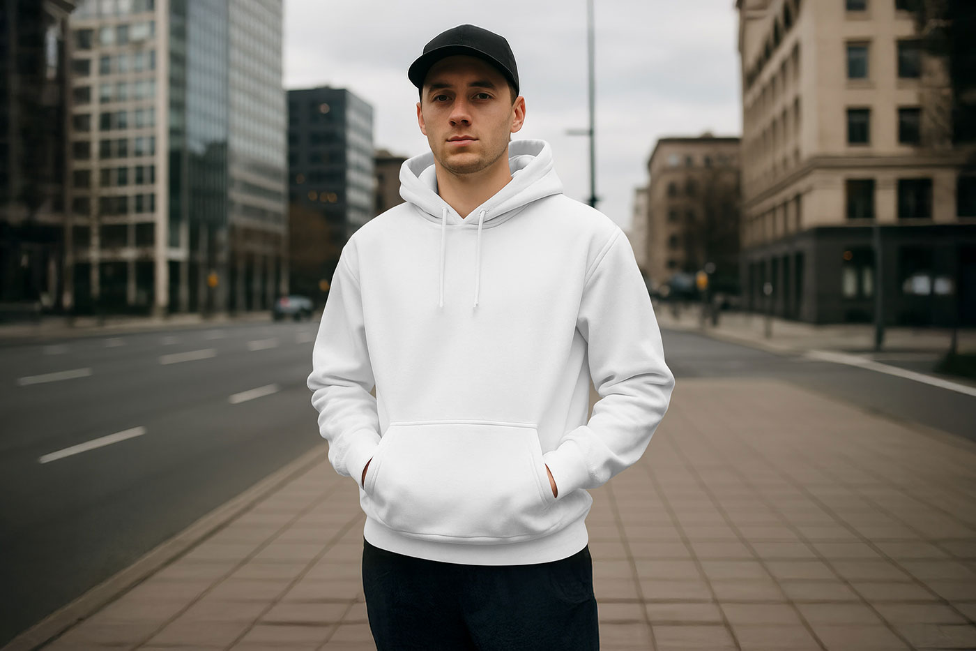 Free Front View Hoodie Mockup PSD Template