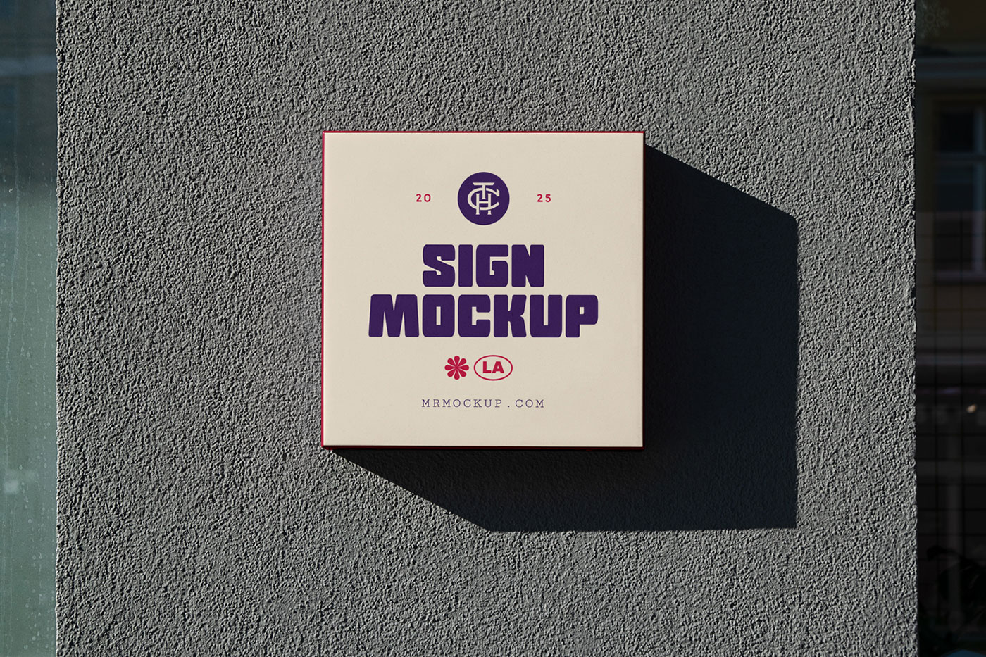 Free Front View Street Sign Mockup PSD Template