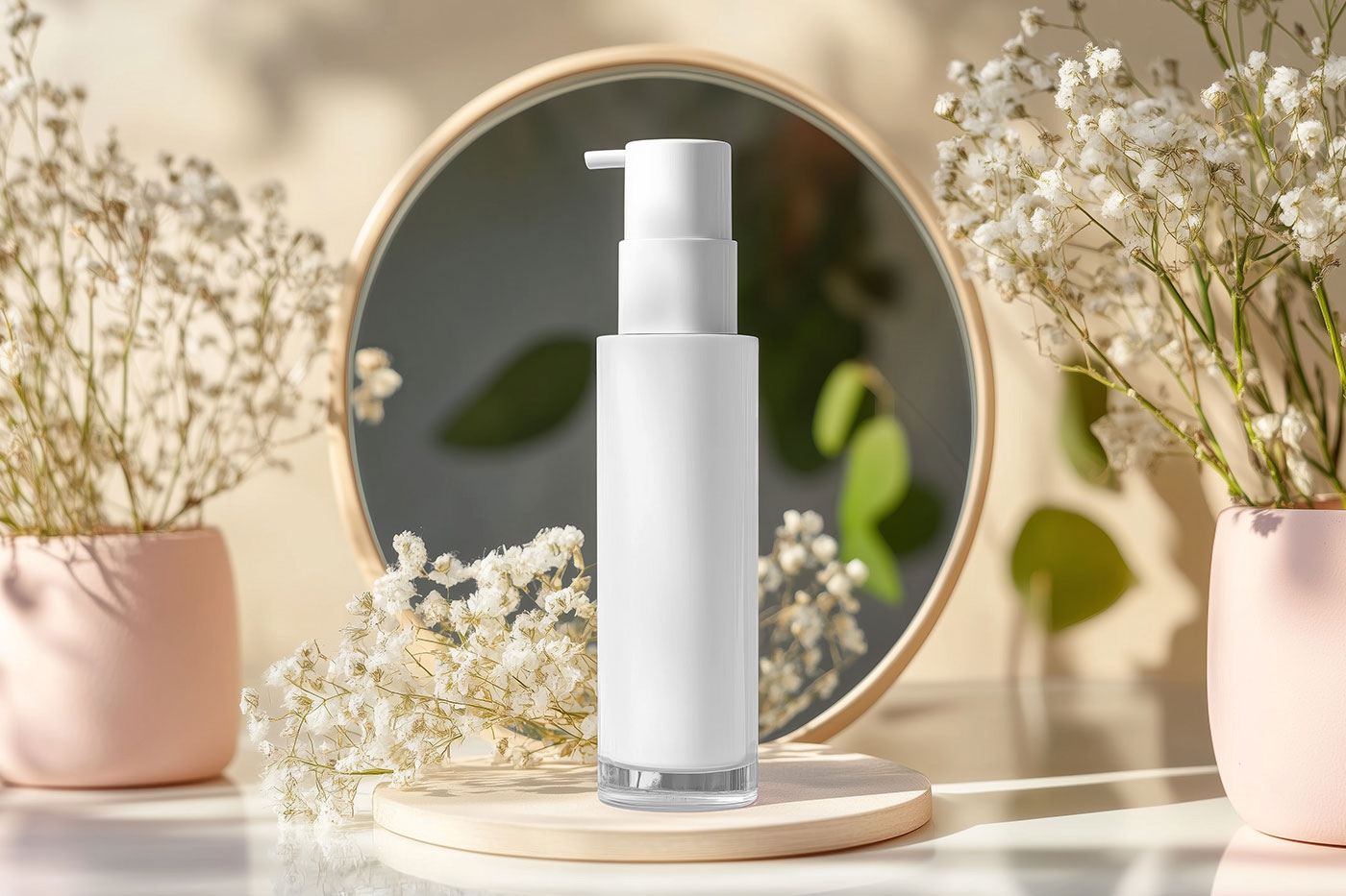Free Glass Cosmetic Bottle Mockup PSD Template