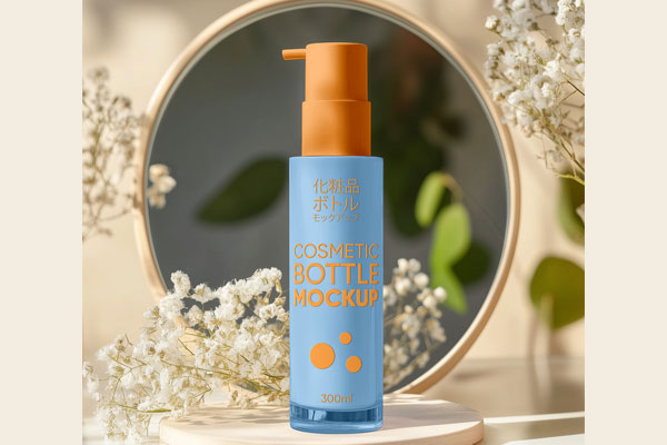 Free Glass Cosmetic Bottle Mockup PSD Template