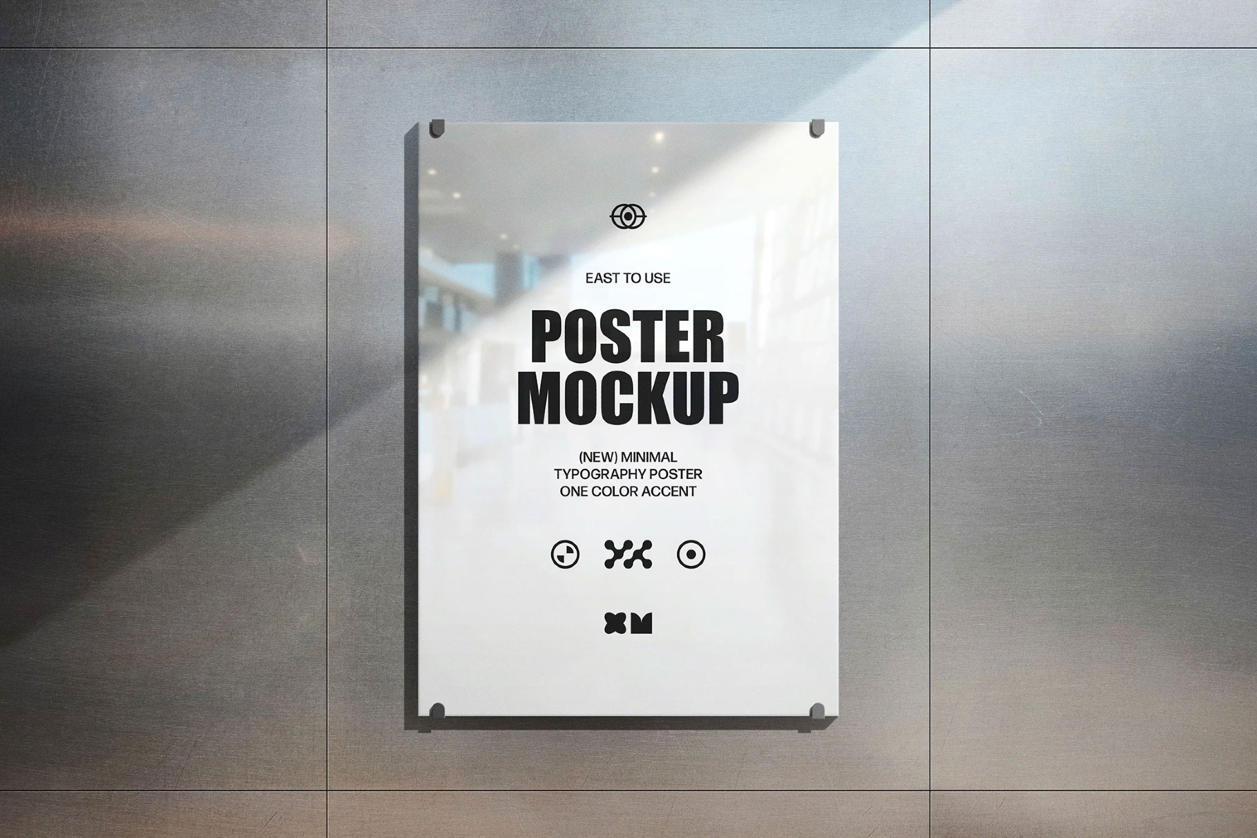 Free Glass Poster Mockup PSD Template