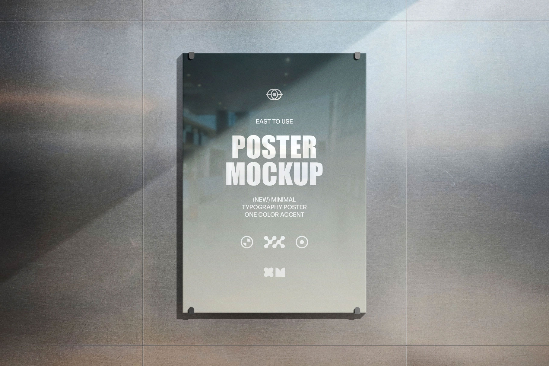 Free Glass Poster Mockup PSD Template