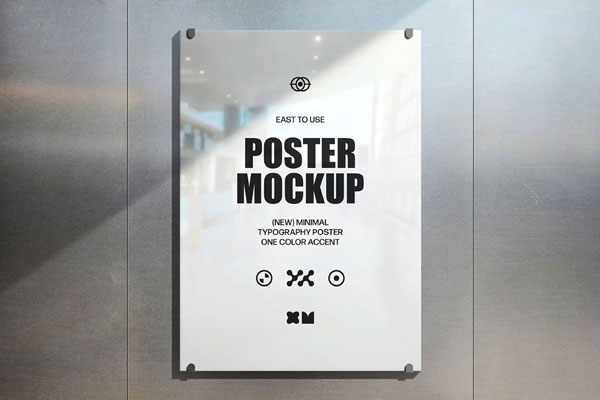 Free Glass Poster Mockup PSD Template