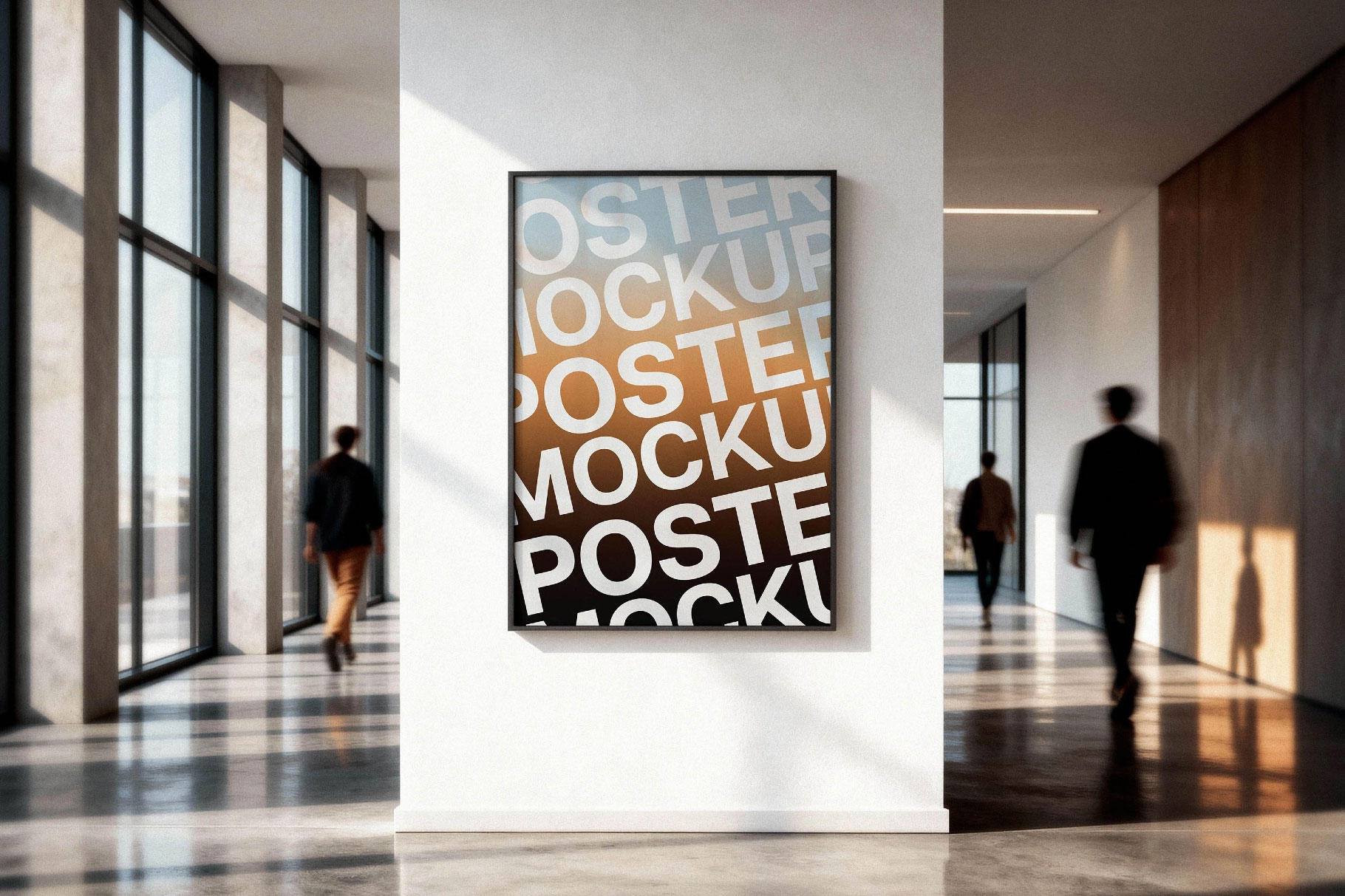 Free Glass Wall Office Poster Mockup PSD Template