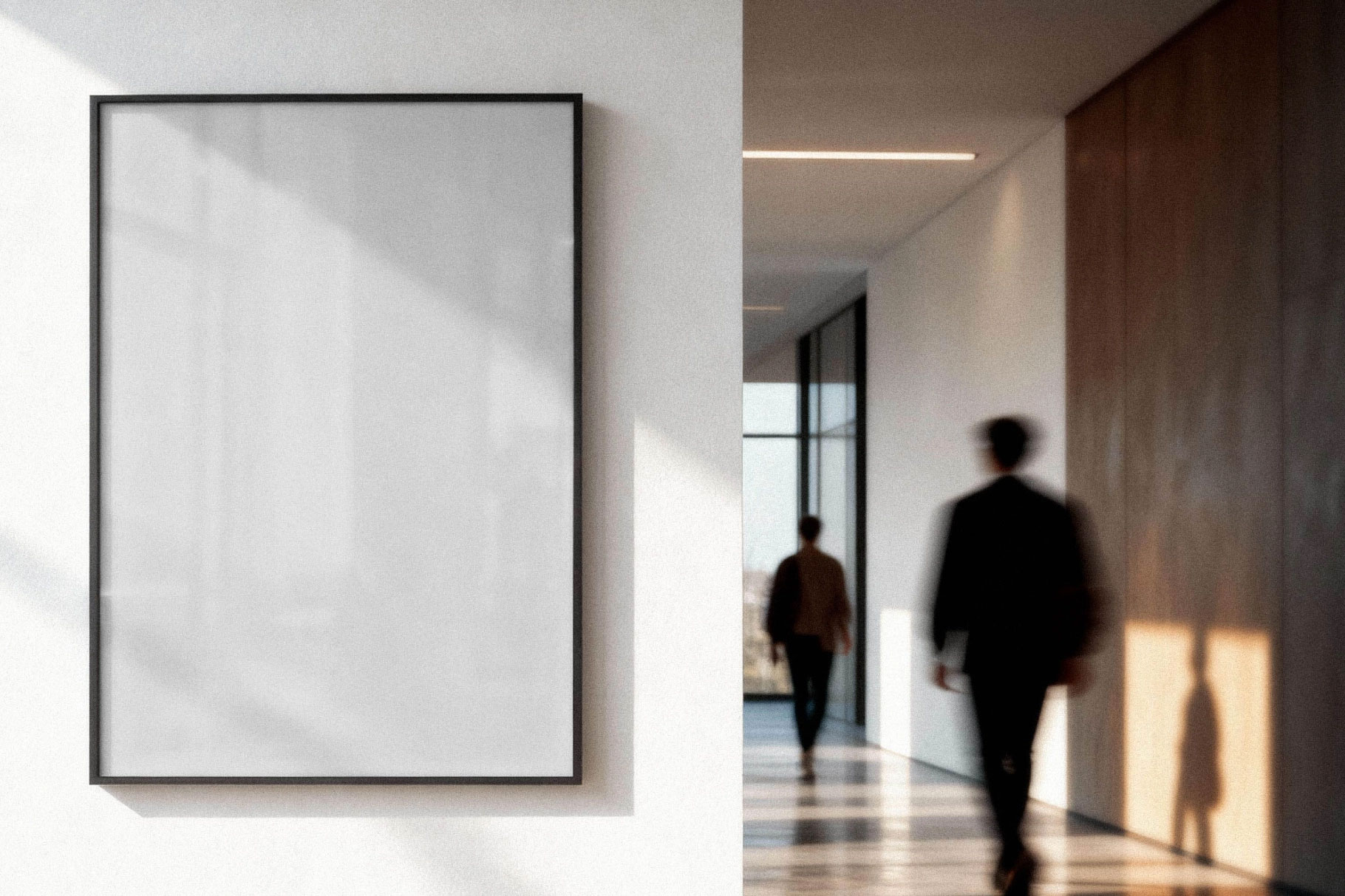 Free Glass Wall Office Poster Mockup PSD Template