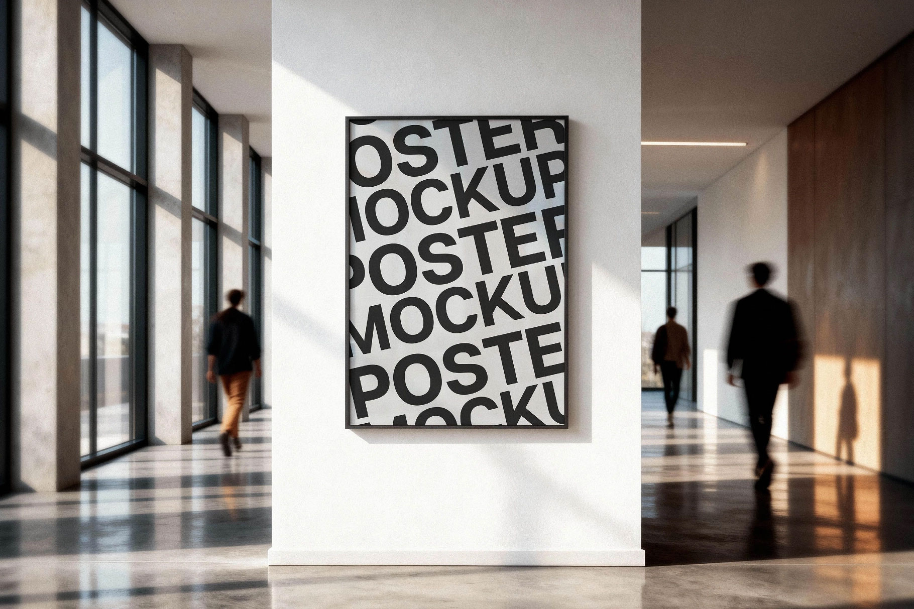 Free Glass Wall Office Poster Mockup PSD Template