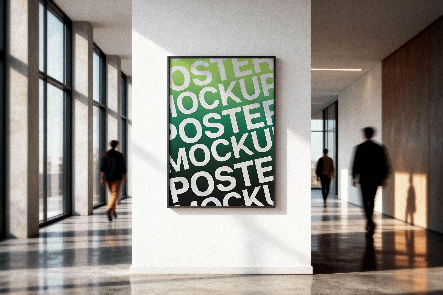 Free Glass Wall Office Poster Mockup PSD Template