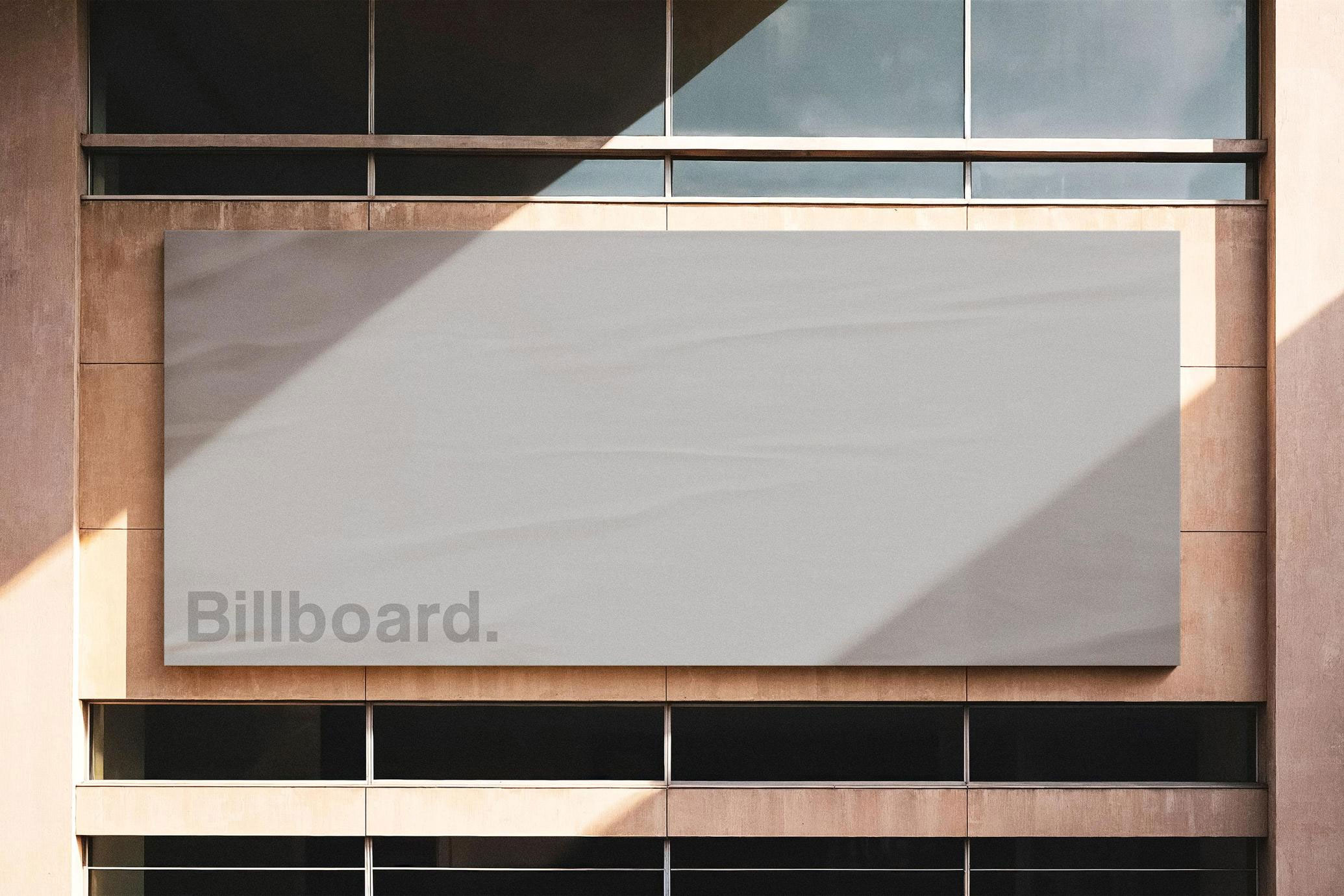 Free Glued Building Billboard Mockup PSD Template