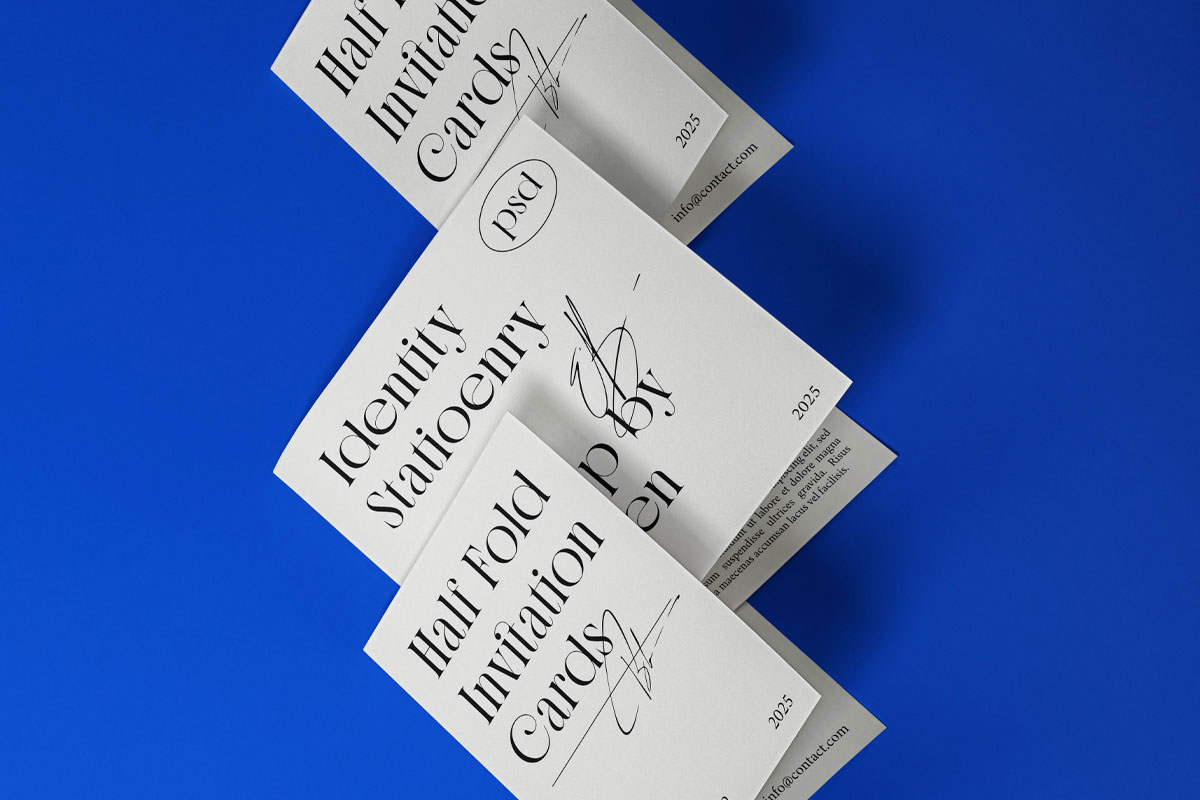 Free Half Fold Brochure Stationery Mockup PSD Template