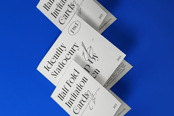 Free Half Fold Brochure Stationery Mockup PSD Template
