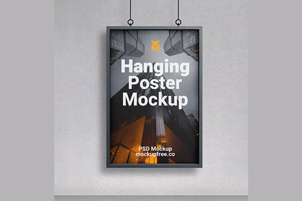 Free Hanging Poster Mockup Design PSD Template