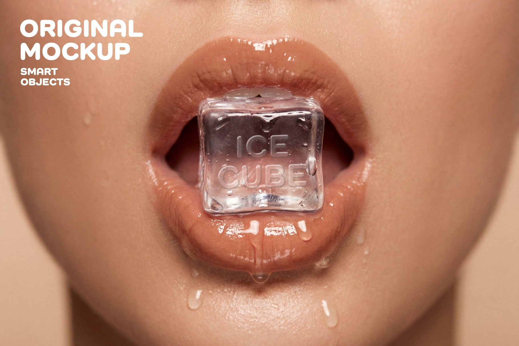 Free Ice Cube Mockup PSD Template