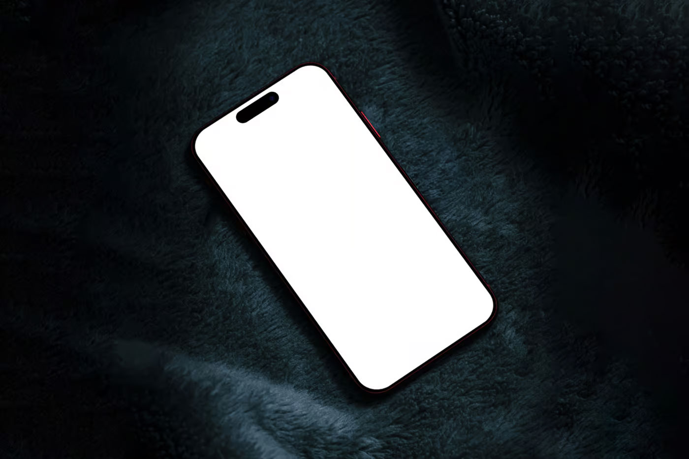 Free iPhone 16 Pro Laying on Sofa Mockup PSD Template