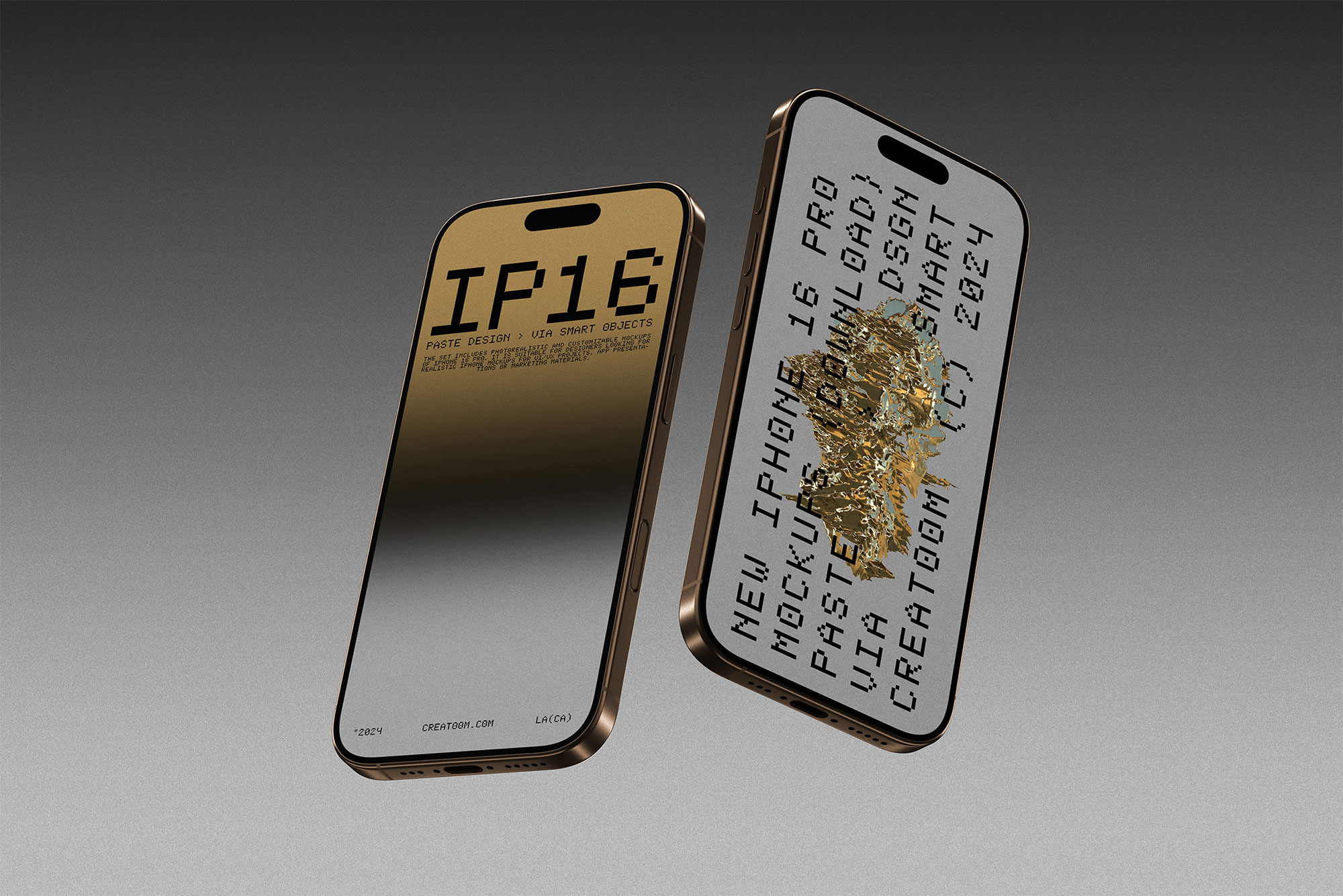 Free iPhone 16 Pro Mockups Front View PSD Template