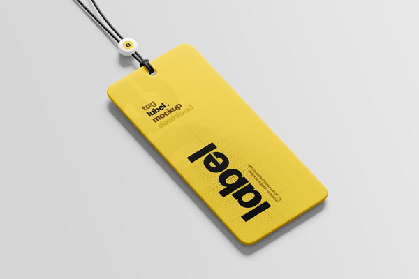 Free Label Tag Mockup Perspective View PSD Template