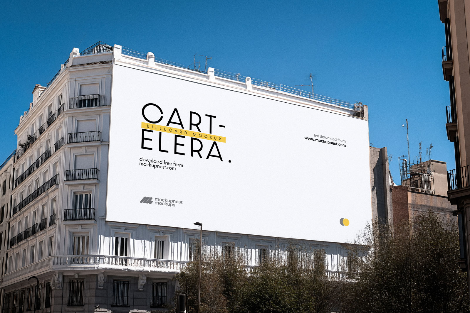 Free Large Billboard on Building Mockup PSD Template