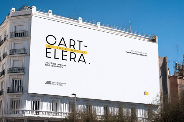 Free Large Billboard on Building Mockup PSD Template