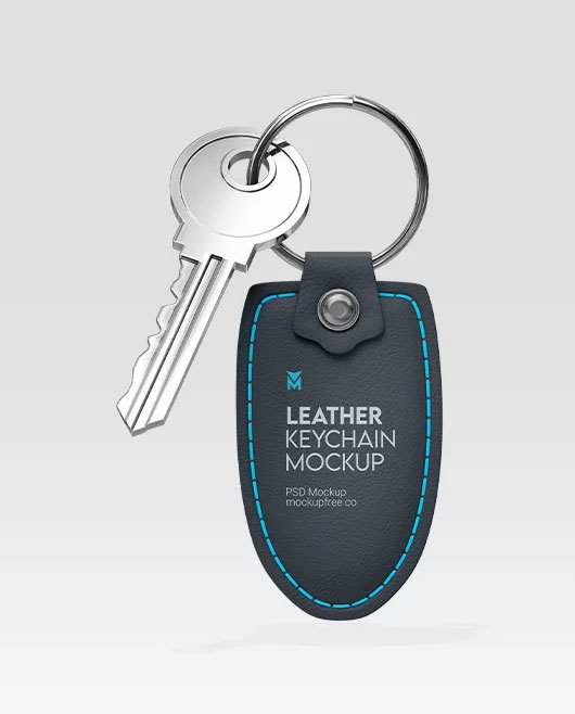 Free Leather Keychain Mockup PSD Template
