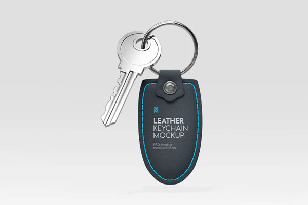 Free Leather Keychain Mockup PSD Template
