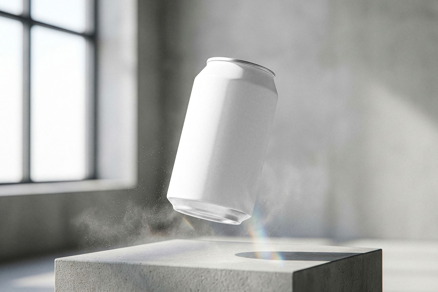 Free Levitating Can Mockup PSD Template