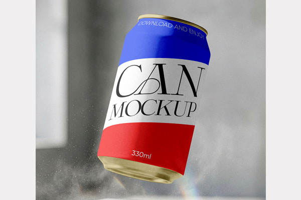 Free Levitating Can Mockup PSD Template