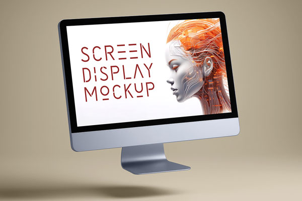 Free Levitating iMac Mockup PSD Template