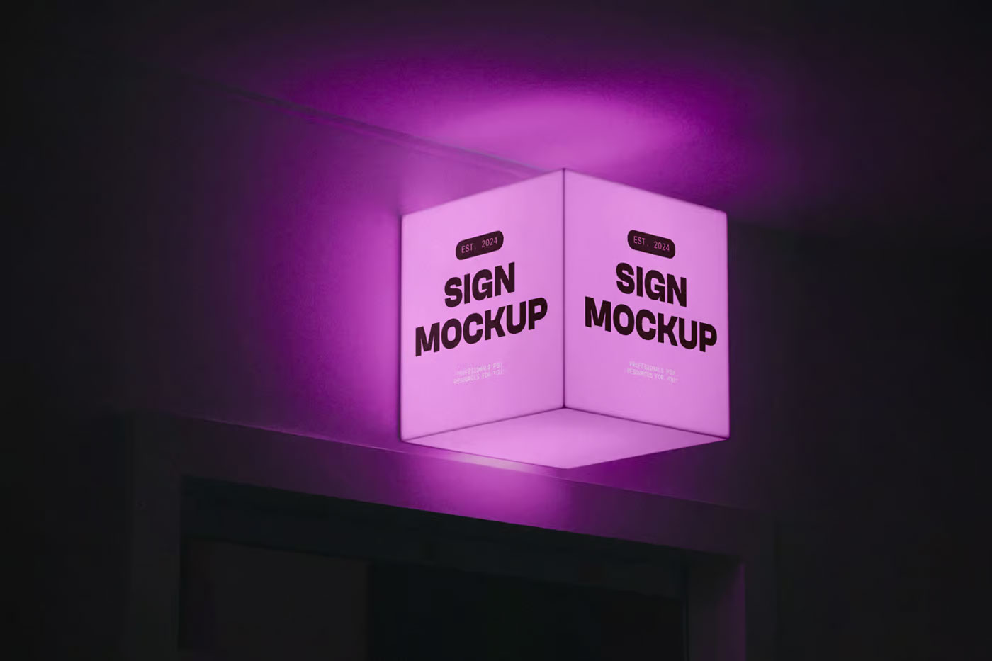 Free Lighting Sign Mockup PSD Template