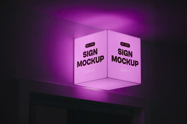 Free Lighting Sign Mockup PSD Template