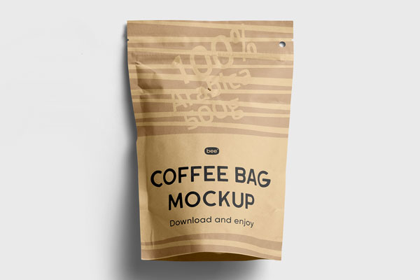 Free Lying Coffee Bag Mockup PSD Template