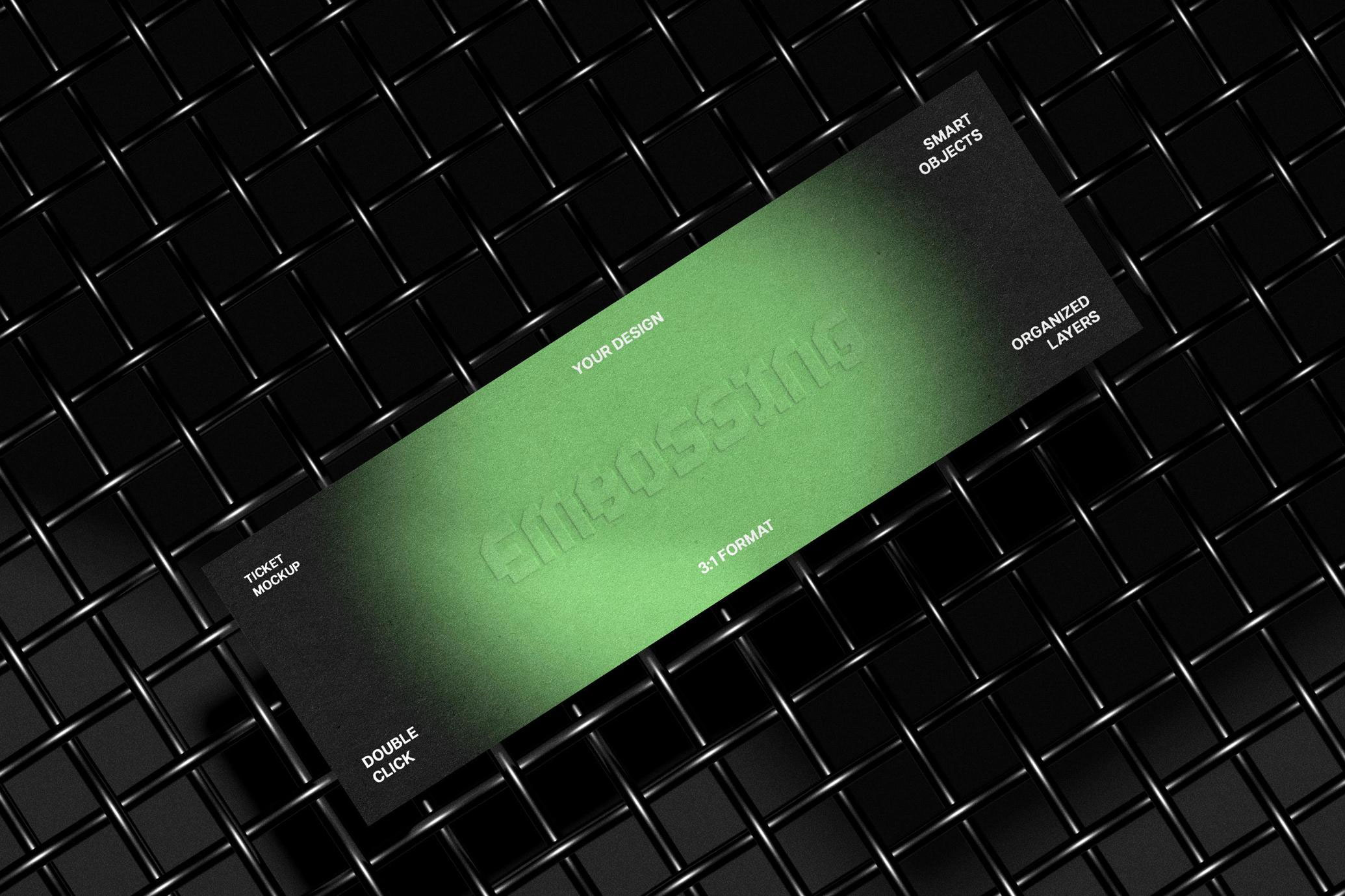 Free Metal Mesh 3:1 Ticket Mockup PSD Template