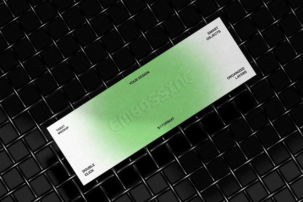 Free Metal Mesh 3:1 Ticket Mockup PSD Template