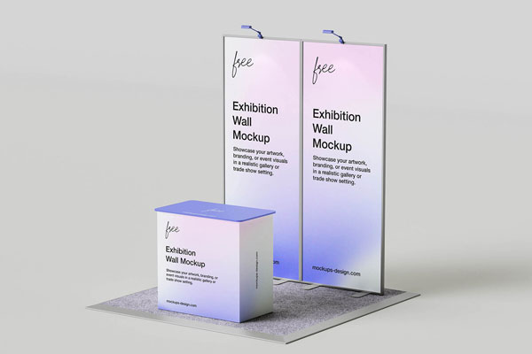 Free Modern Exhibition Wall Mockup PSD Template