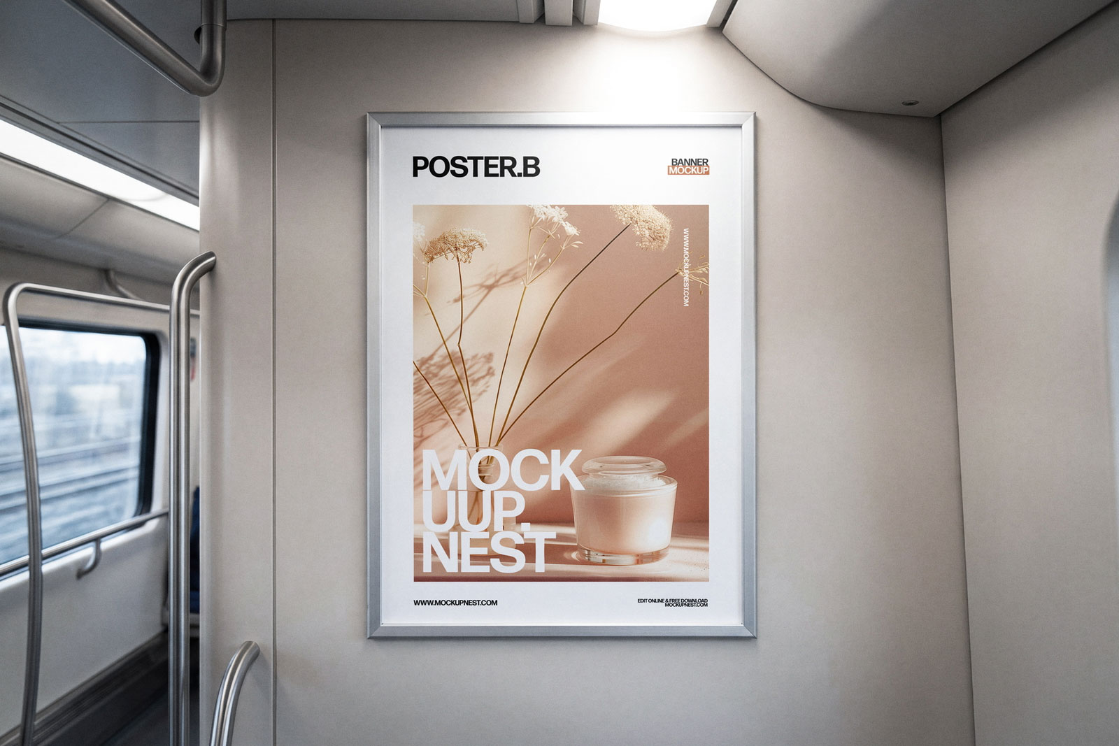 Free Modern Train Poster Mockup PSD Template